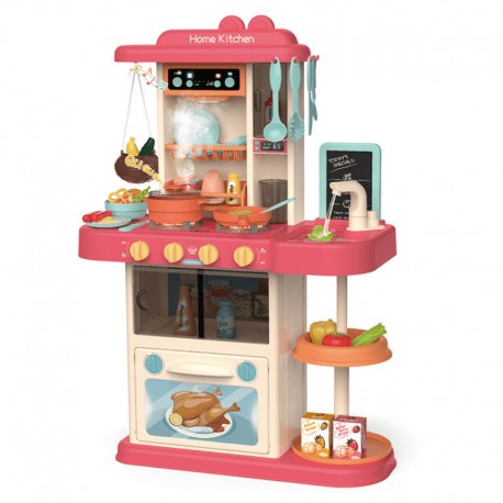 Cocinita Modern Kitchen Junior Con Vapor Agua Luz Sonido y 43 Accesorios – Rosa