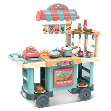 Cocinita Carrito De Hot Dog Con 40 Accesorios – Rosa